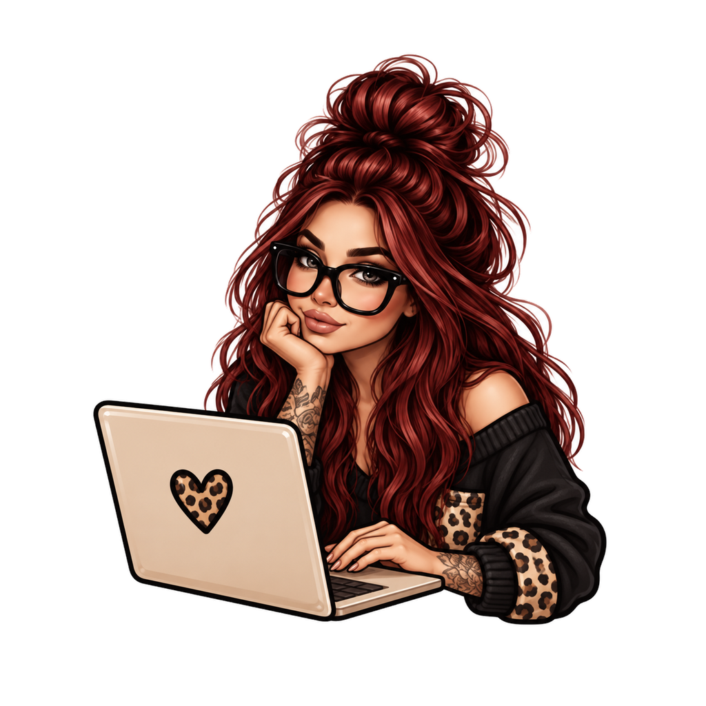 Leonie at her laptop